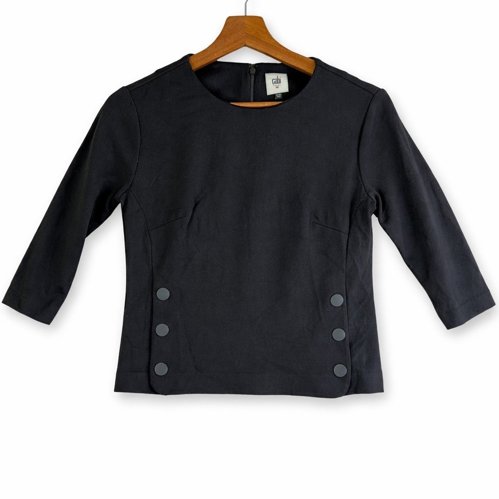 Cabi Women's Shirt XS‎ Osaka Nights Chef's Top Black Utility Style with Snaps